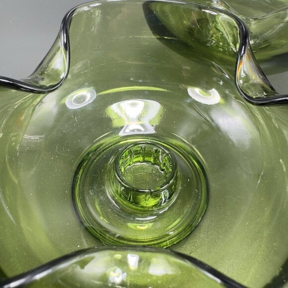 Anchor Hocking Modern Avocado Candlestick Holders Green Set 2 Folded Edge Votive - Picture 5 of 15